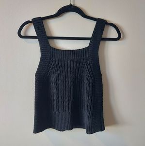Wilfred Crop Knit Tank Cotton Linen Black